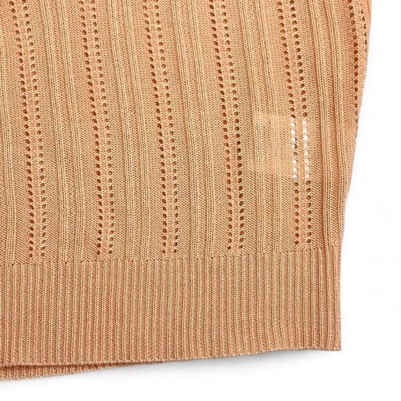 For Love & Lemon Phoebe Pointelle Polo Sweater Sherbet Size M Sweet Coquette - Picture 14 of 15